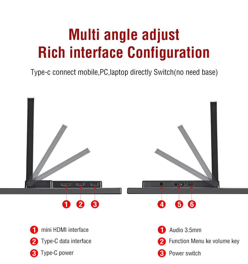 14 Inch Portable Touch Monitor Non-touch Optional 16:10 400cd/m2 Gaming Computer Expand Display For XBox PS4/5 Switch Loptop