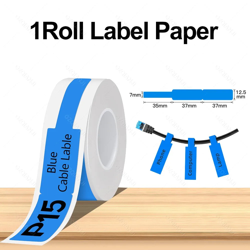 Portable Mini Labeling Printer Marklife P12 Thermal Adhesive Sticker Pocket Label Maker or 1Roll Spacer/Continues Label Paper