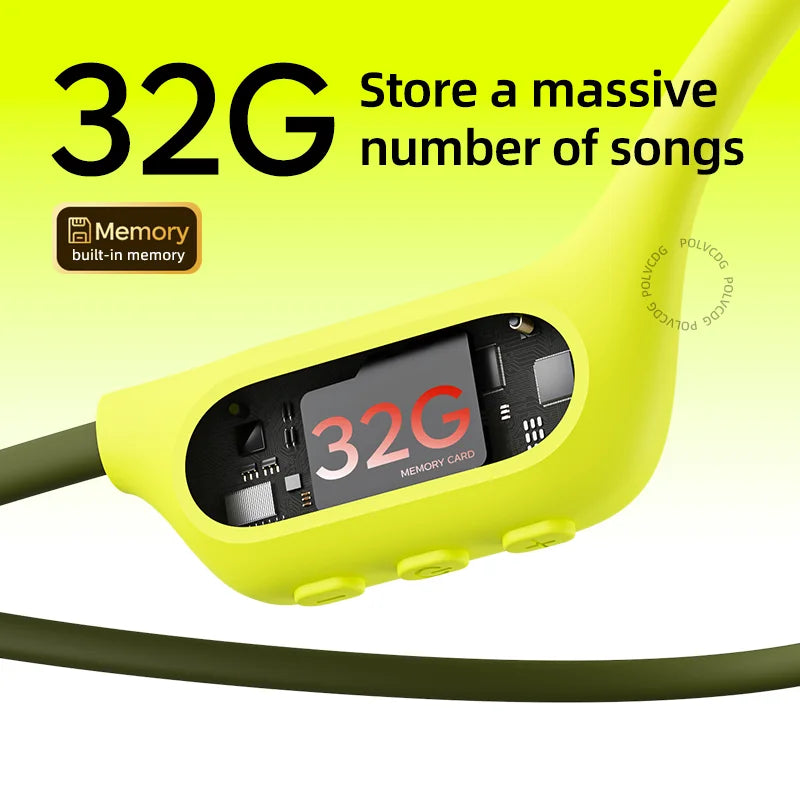 POLVCDG X9 Bone Conduction Earphones 32G IPX8 Waterproof Open Design for Swimming Running Cycling Hanging Earphones