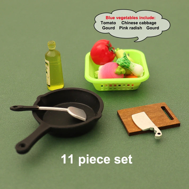 1/12 Dollhouse Miniature Kitchenware Kit Model Doll Kitchen Baking Supplies Decor Toy Micro Scene Construction Props