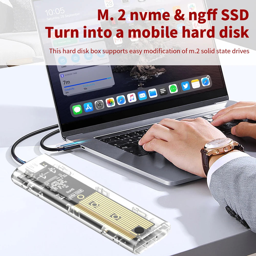 M.2 NGFF/NVME to USB3.0 Mobile Hard Disk Case SATA SSD Type-C 5Gbps Enclosure Adapter