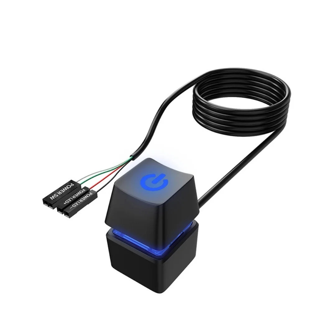 Computer External Switch Button Power Cable LED Light PC Motherboard Desktop External Start Power On/Off Button For Home Office