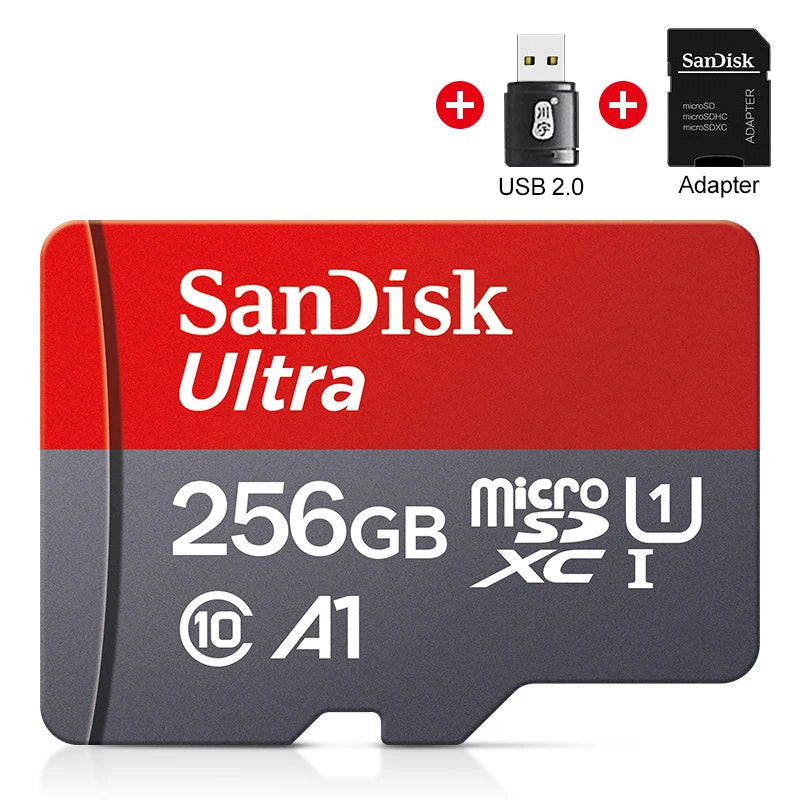 Sandisk Memory Card 256GB 128GB 64GB 32GB TF Micro SD Card Class 10 UHS-1 Flash Card Memory for Smartphone PC+Card Reader
