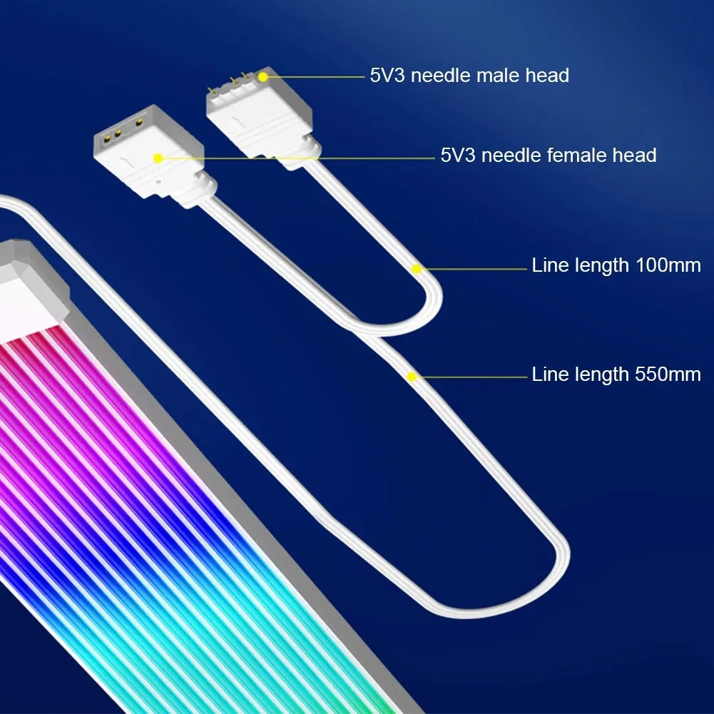 PC RGB Light Strip Suitable for PSU Cable PC RGB GPU Cable 5V 3Pin ARGB Sync PC Extension Cable for 6Pin 8Pin 12Pin 16Pin 24Pin