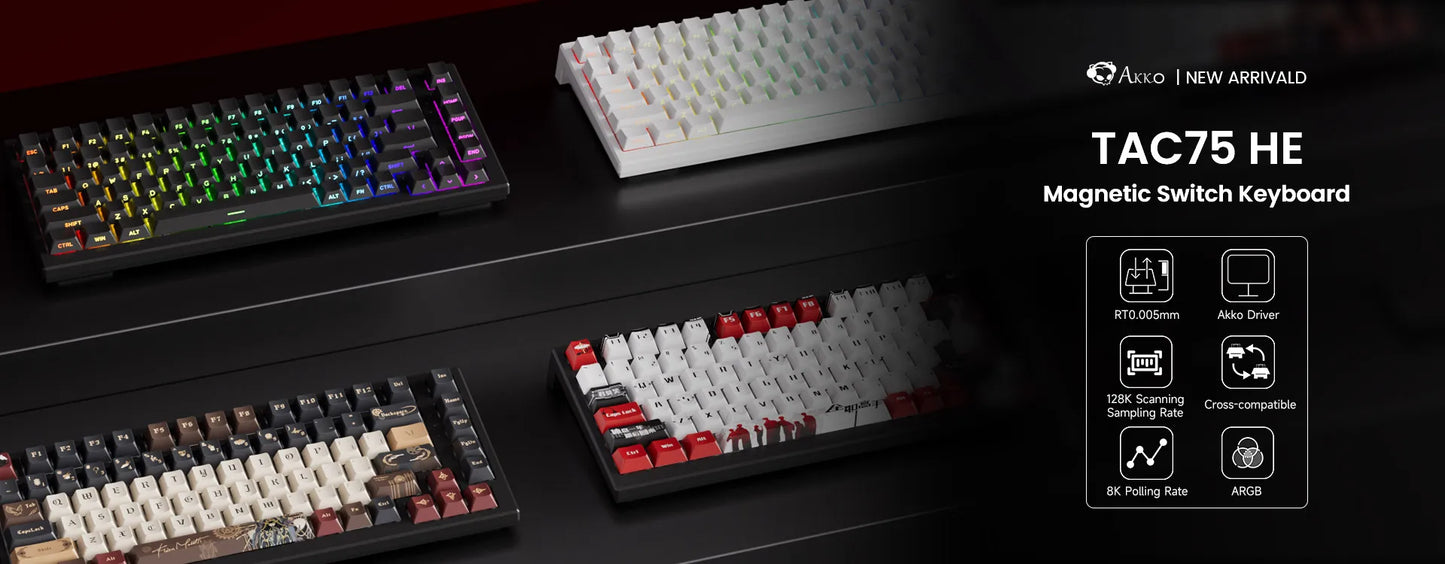 AKKO TAC75 HE Magnetic Switch Keyboard 75% Gaming Keyboards Rapid Trigger 0.005mm 8K RGB Wired Esports Custom Keyboard for Gamer