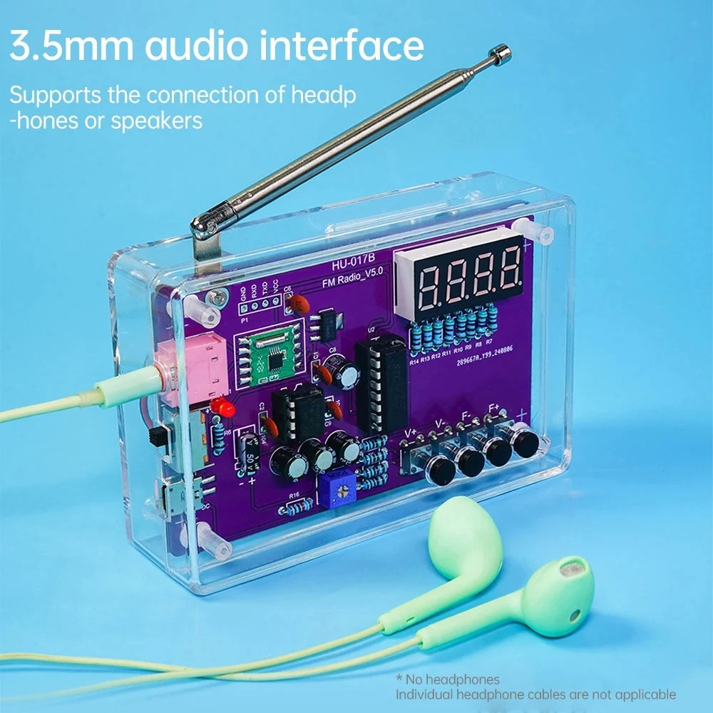 DIY FM Radio Electronic Kit 87-108MHz Adjustable Frequency Digital Display Soldering Project Practice Solder RDA5807S