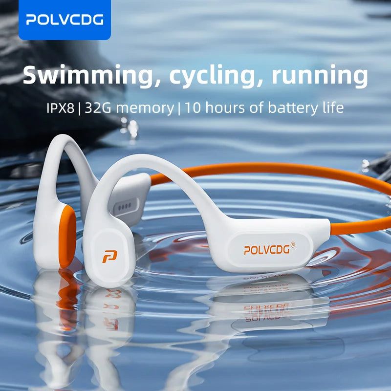 POLVCDG X9 Bone Conduction Earphones 32G IPX8 Waterproof Open Design for Swimming Running Cycling Hanging Earphones