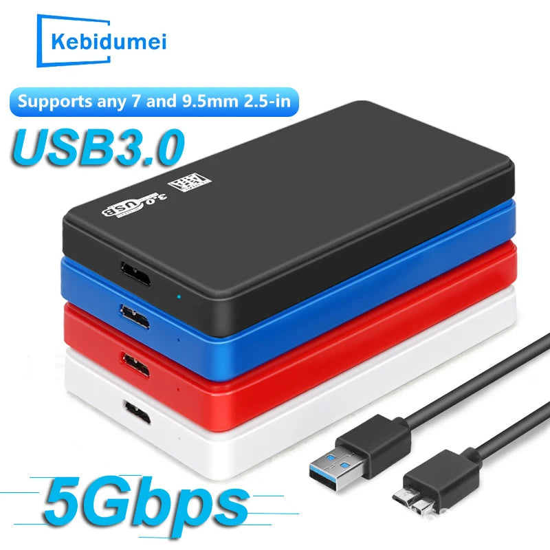 2.5" SATA to USB3.0 HDD Enclosure Mobile Hard Drive Cases for SSD External Storage HDD Box With USB3.0 Cable ABS for PC Laptop