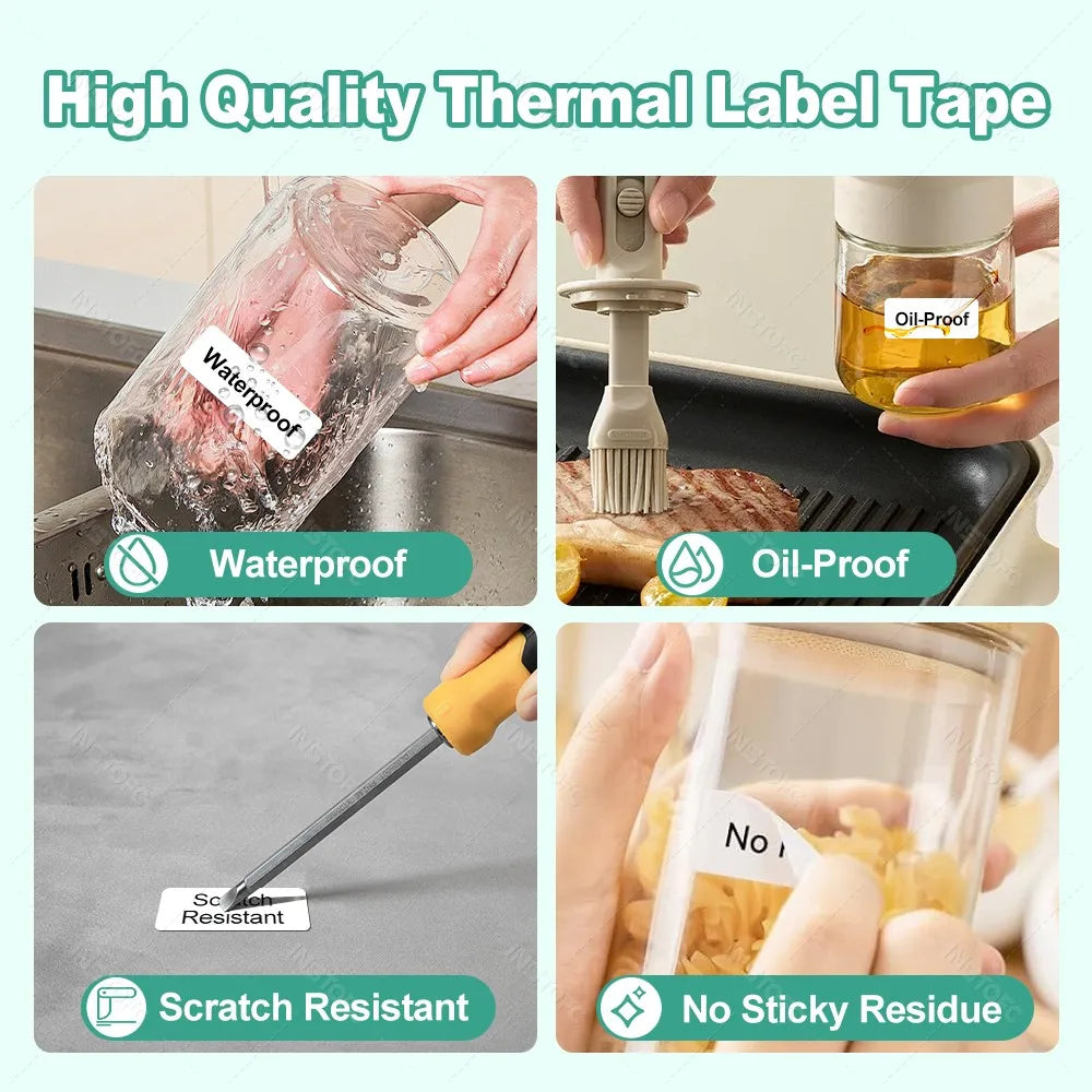 Portable Mini Labeling Printer Marklife P12 Thermal Adhesive Sticker Pocket Label Maker or 1Roll Spacer/Continues Label Paper
