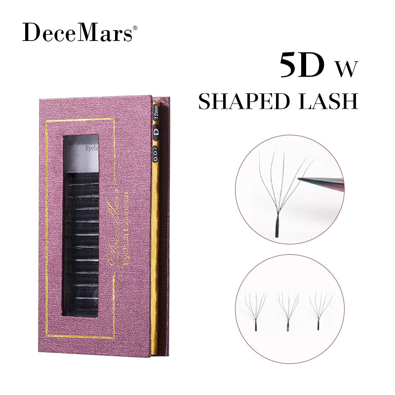 DeceMars 5D - W Shaped Eyelash Extension (12line/Tray) for Makeup