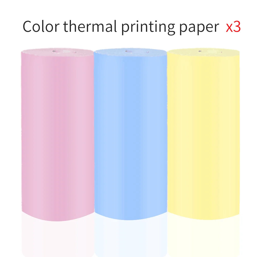 57*25MM Mini Printer Thermal Paper HD Self-adhesive Roll Paper Label Sticker Photo Inkless Printing Portable Printer Color Paper