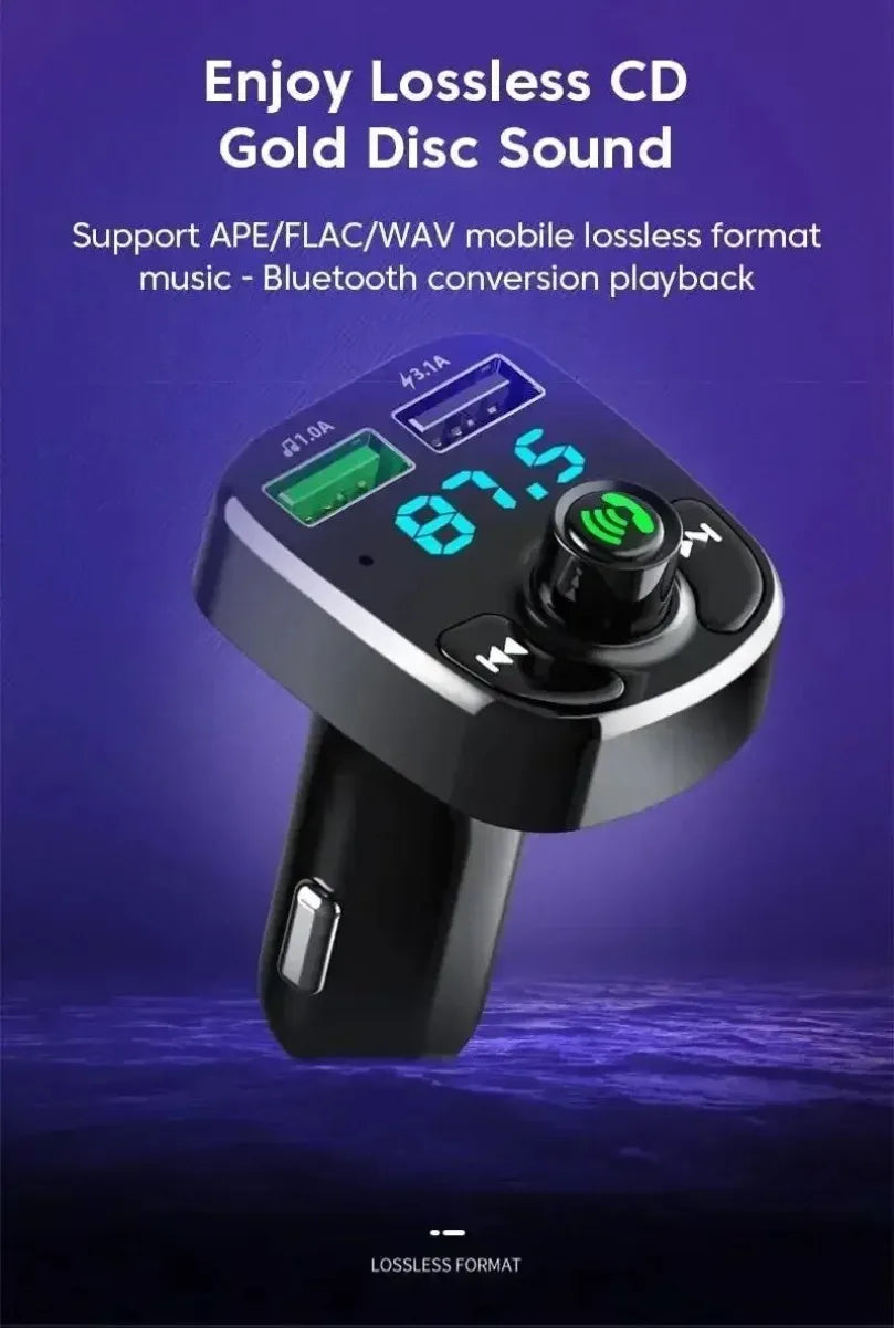 Bluetooth 5.0 LED MP3 Car Bluetooth FM Audio Receiver Hands-Free Transmitter 2.1A 3.1A QC3.0 PD Type C Dual USB Car kit Charger