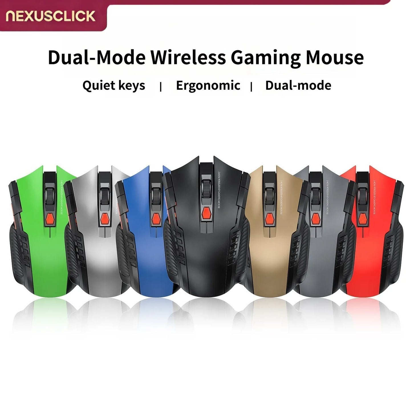 NEXUSCLICK Wireless Optoelectronic Mouse,1600DPI 6 Silent clicks New Game&Craft Gift Mice in Stock USB Receiver for Office Gamer