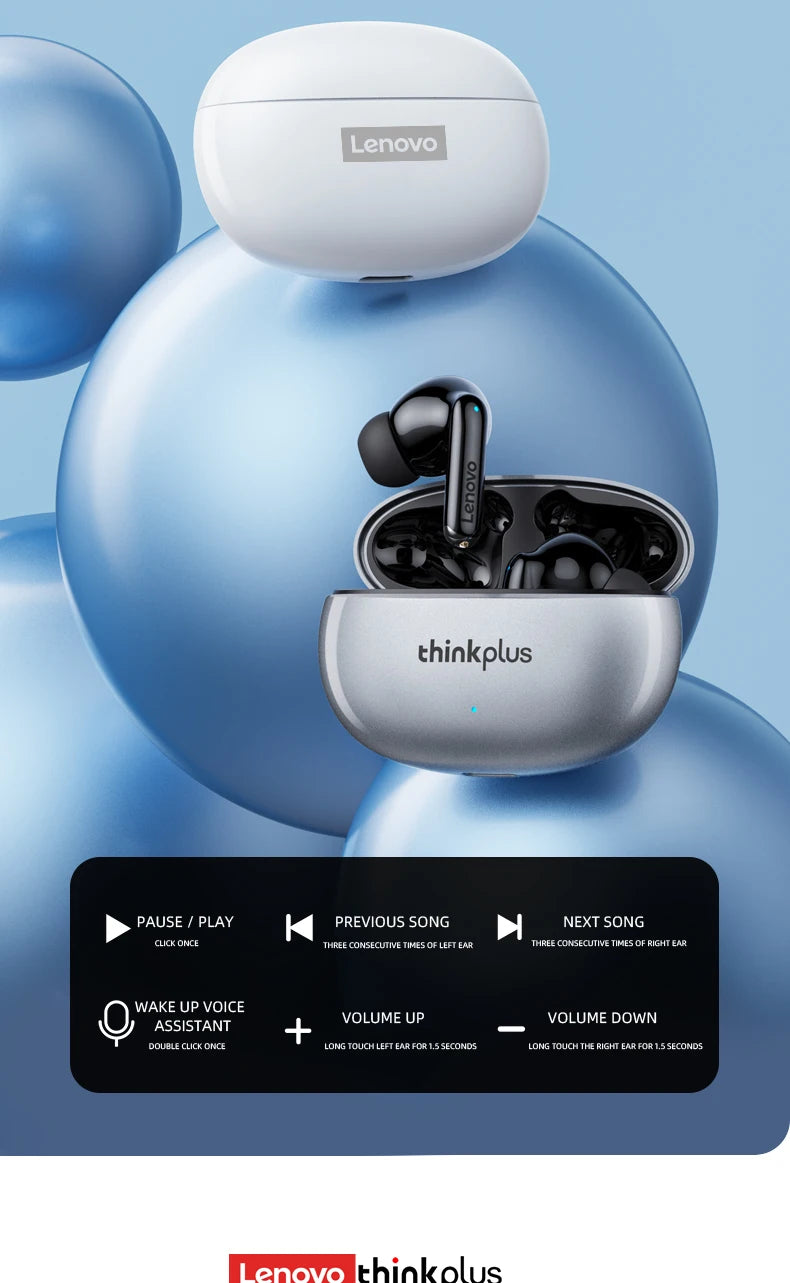 Lenovo Thinkplus XT88 in Ear Bluetooth Earphones with Dual Microphones, Stereo Noise Reduction, Bass HIFI Touch Earbuds