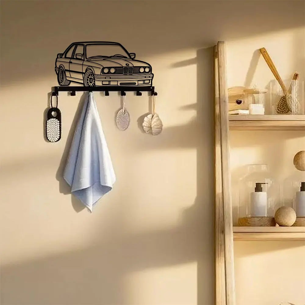 7-Hook Metal Key Holder - Wall-Mounted Storage Organizer for Keys, Towels, Coats, Kitchen Essentials & More - Durable
