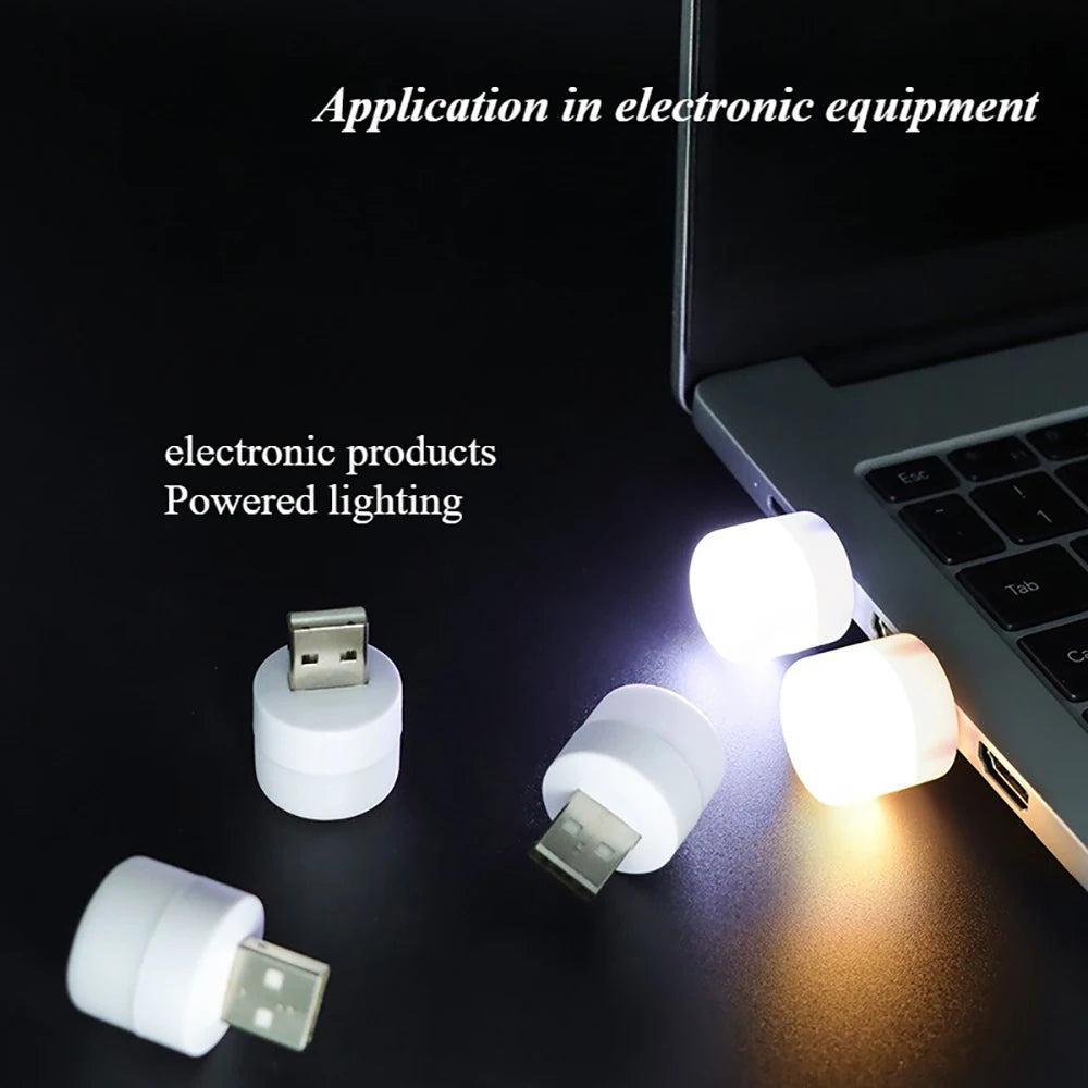 Small USB Night Light Computer Mobile Power Charging Mini Book Lamps LED Light Warm White Eye Protection Reading Light 1/10Pcs