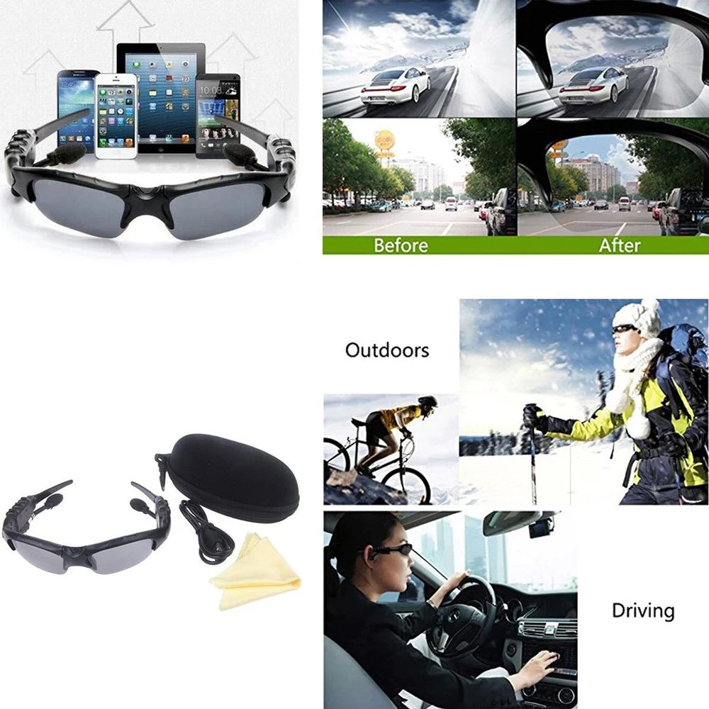 Bluetooth Wireless Polarized Sunglasses UV-Protection Polarized Lenses Sunglasses Headphones for Meeting Travel Hiking Sports
