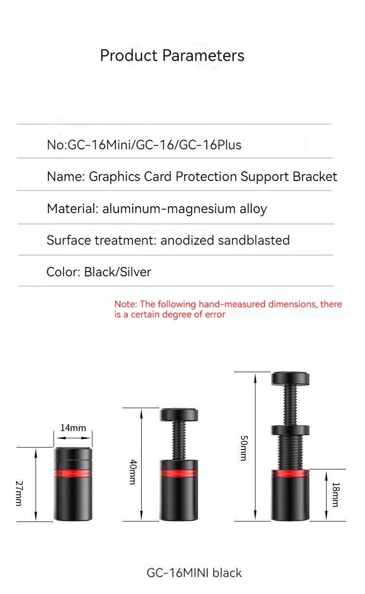 COOLCIRC GC-16 Graphics Card GPU Holder Magnetic Video Card Bracket Vertical Telescopic GPU Stand Support 27-120mm