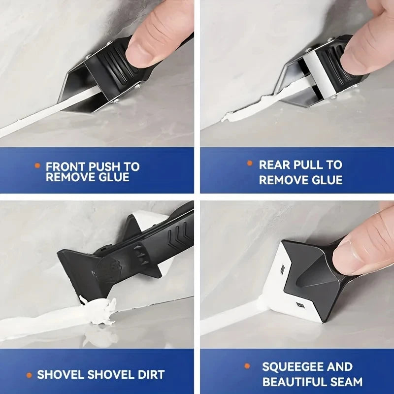 Silicone Scraper Squeegee Glue Remover Knife Caulking Angle Beauty Crack Trowel Tool Grout Scraper Kit 5in1 Multifunctional Home