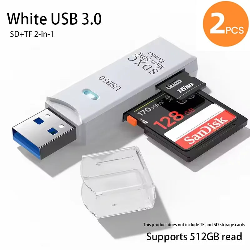 2-in-1 Multi Functional  USB 3.0 Card ReaderMiniSD TFMemoryCardReaderUSBFlashDrive CardreaderAdapter For PCLaptops Accessories