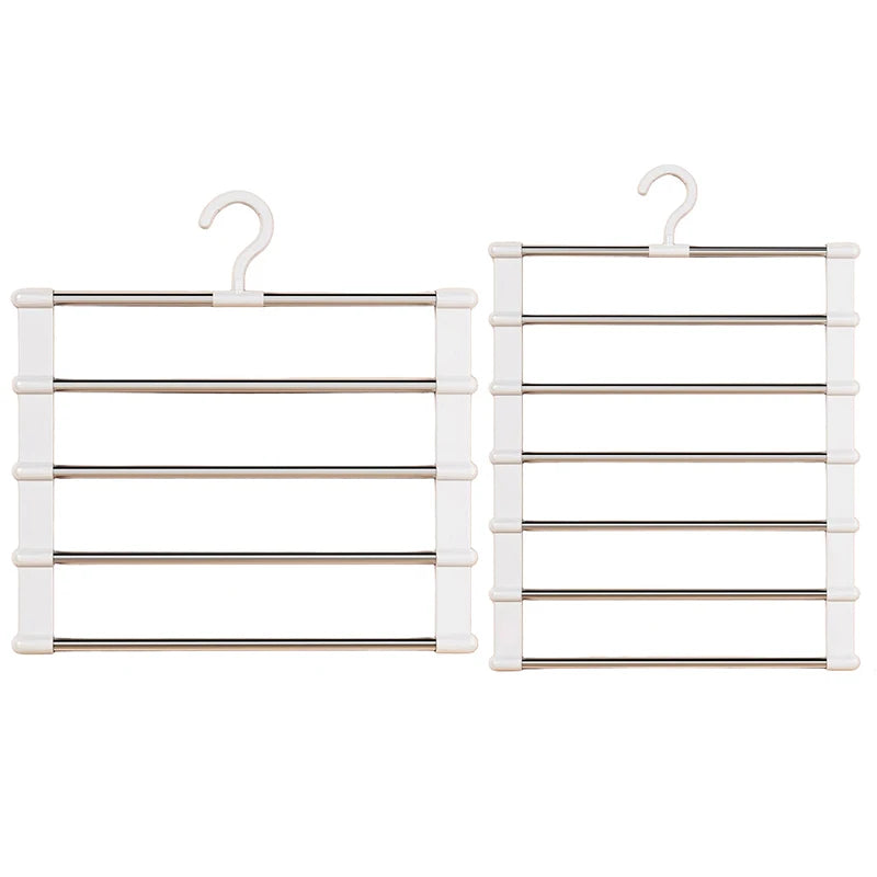 7 Layers Stainless Steel Pants Hanger Space Saving Closet Organizer Trousers Rack Non-Slip Wardrobe Storage Clothes Rack