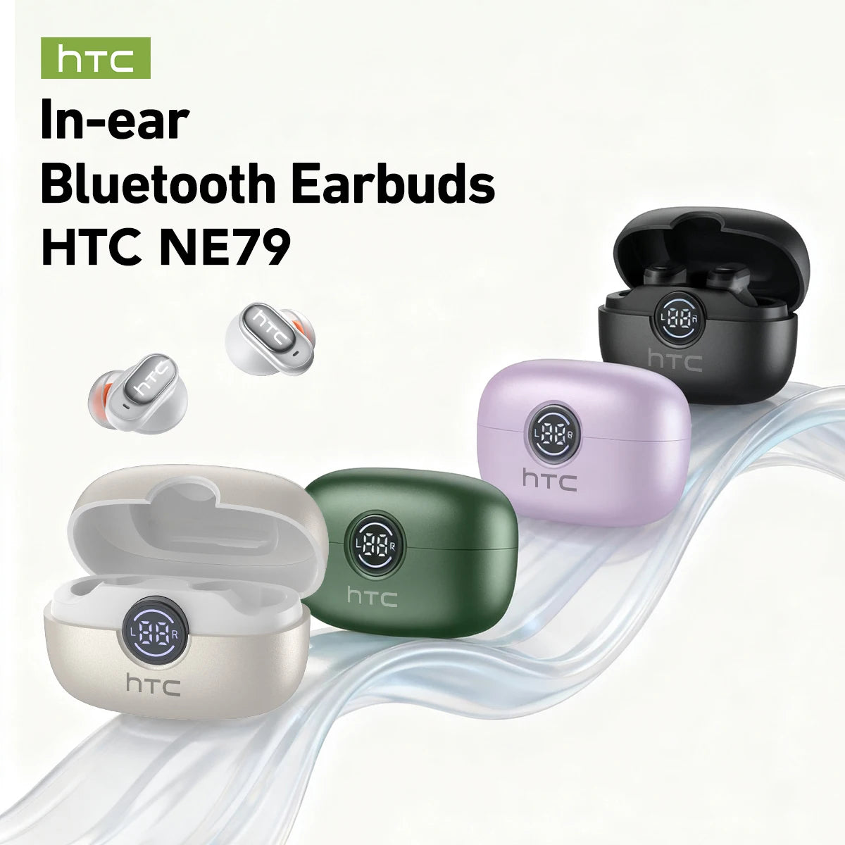 HTC NE79 TWS Bluetooth 6.0 Earbuds AI Translation 135 Languages ENC Noise Cancelling HiFi Stereo Headphones with LED Display