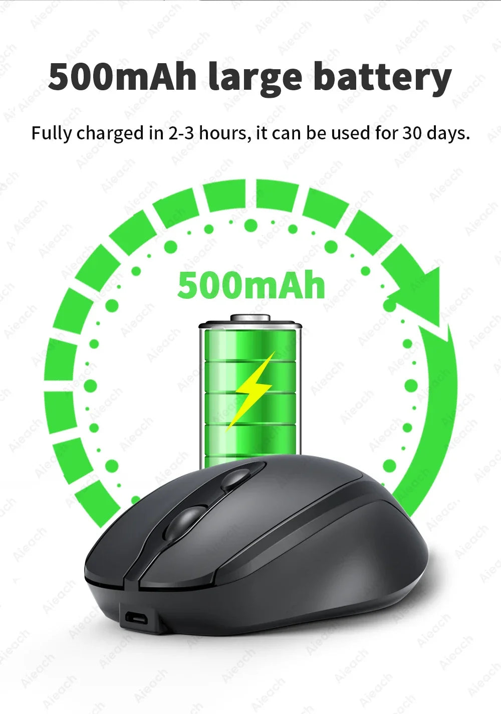 Portable Wireless Bluetooth Mouse Compact Ergonomic 2.4G USB Noiseless 1600DPI 500mAh Rechargeable for PC Tablet Laptop MacBook