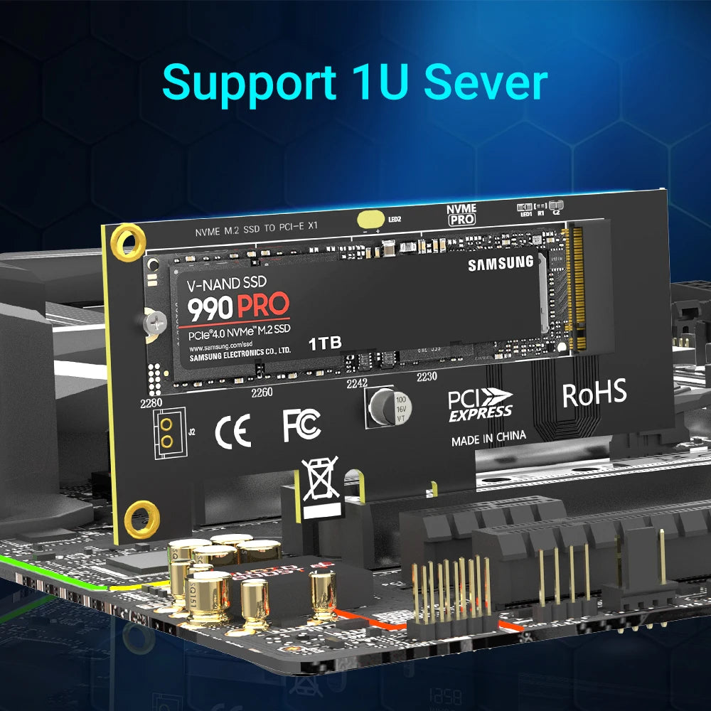 JEYI M.2 NVME SSD to PCIe 4.0 x1 Adapter Card, 2280 SSD PCIE X1 Expansion Card for Desktop PC, PCI-E GEN4 16Gbps Full Speed SK1