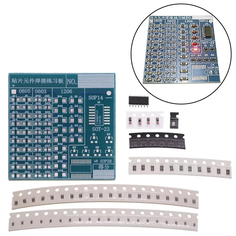 SMD NE555 CD4017 Rotating Flashing LED Components SMT LQFP44 Soldering Practice Board Electronic Circuit Training Suite DIY Kit