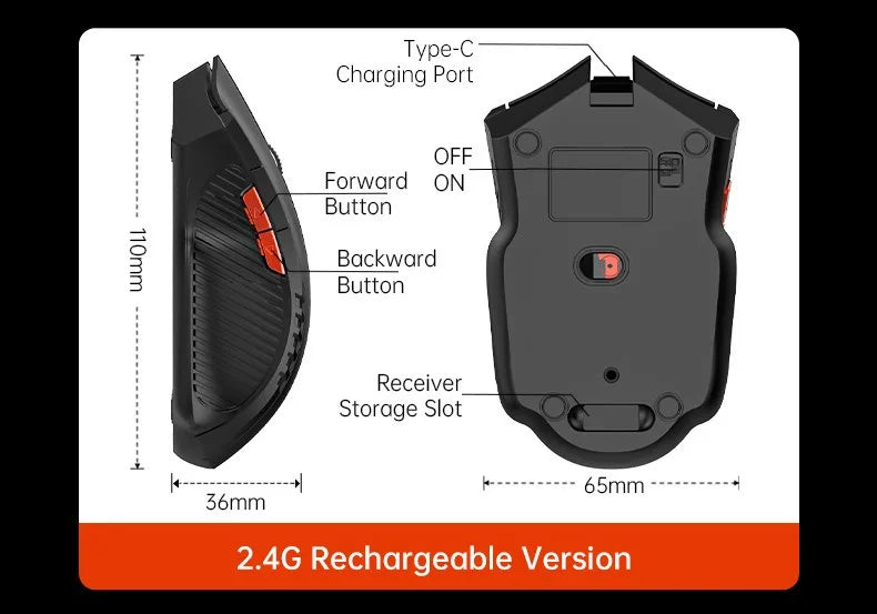 NEXUSCLICK Wireless Optoelectronic Mouse,1600DPI 6 Silent clicks New Game&Craft Gift Mice in Stock USB Receiver for Office Gamer