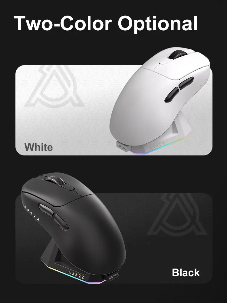 AJAZZ AJ179 PRO PAW3395 Lightweight Wired Wireless Mouse with Magnetic Charging Base Ergonomic Macro Gaming Mouse for PC Laptop