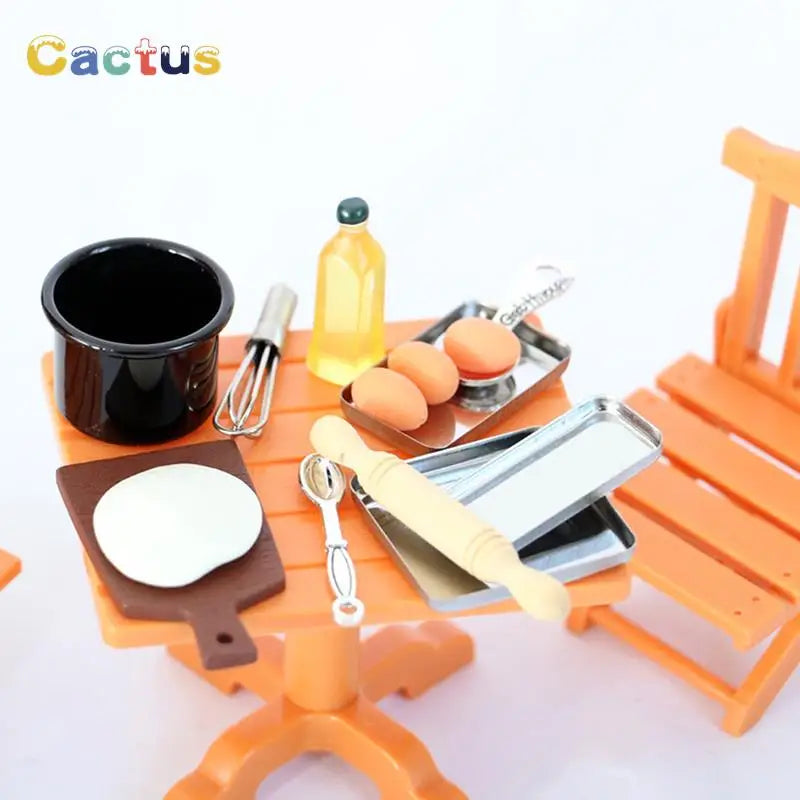 1Set 1/12 Dollhouse Miniature Items Kitchen Utensils Cooking Baking Set Model Rolling Pin Baking Tray DIY Doll House Accessories