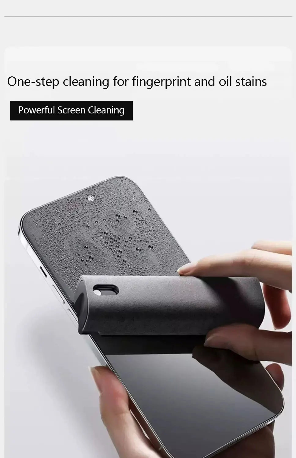 Mobile screen cleaner 2-in-1 spray wipe tablet LCD laptop cleaning tool for oil removal and fingerprint prevention