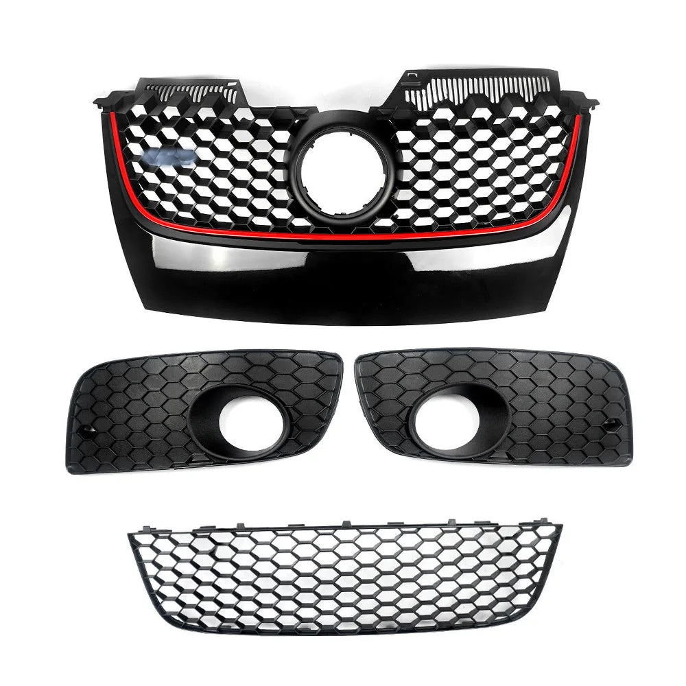 For  VW MK5 2006 2007 2008 2009 Jetta GLI GTI Front Bumper Grille Honeycomb Style Grille Set of 4 Center Grill BodyKits Autopart