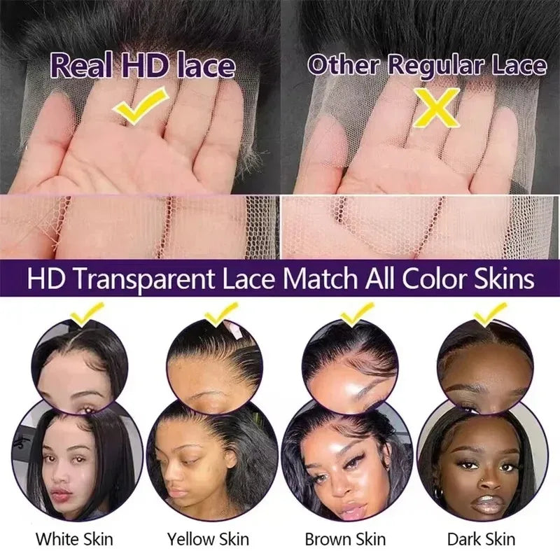 40 Inch Deep Wave Lace Front Wig for Women Human Hair 13x4 13x6 Transparent 250 Density Curly Water Wave Wig