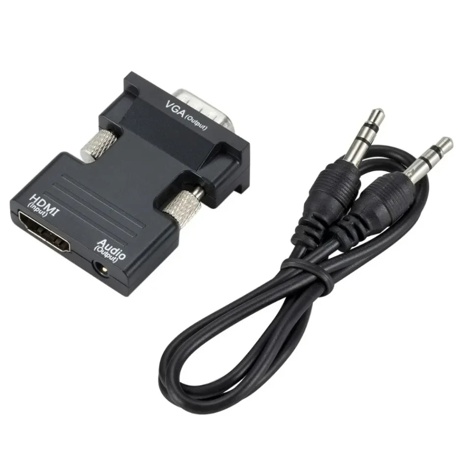 HDMI-compatible Female To VGA Male Converter with 3.5mm Audio Cable for PS4 Monitor Projector PC Laptop 1080P HD To VGA Adapter