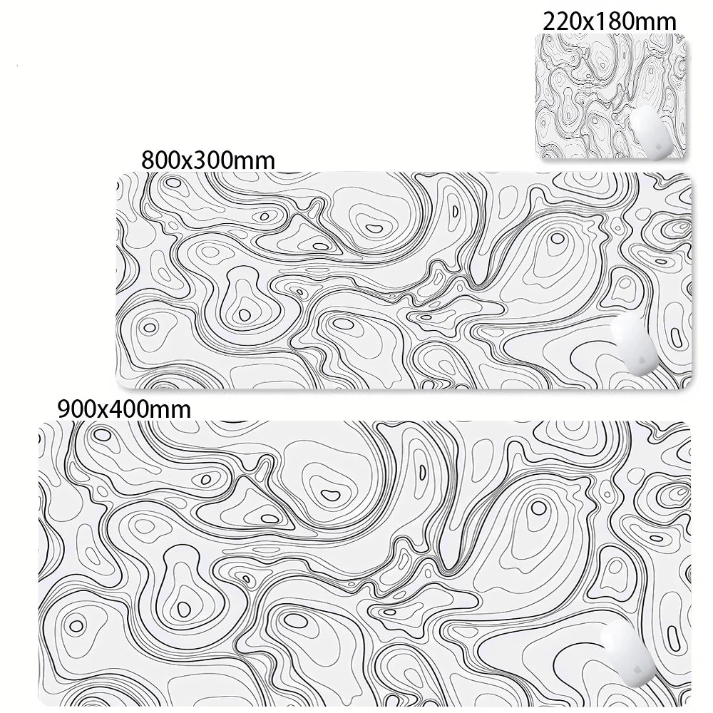 CIFBUY Large Gaming Mouse Pad Black White Strata Abstract Design Non-Slip Office Desk Mat Lock Stitched Edge for Computer Keyboa