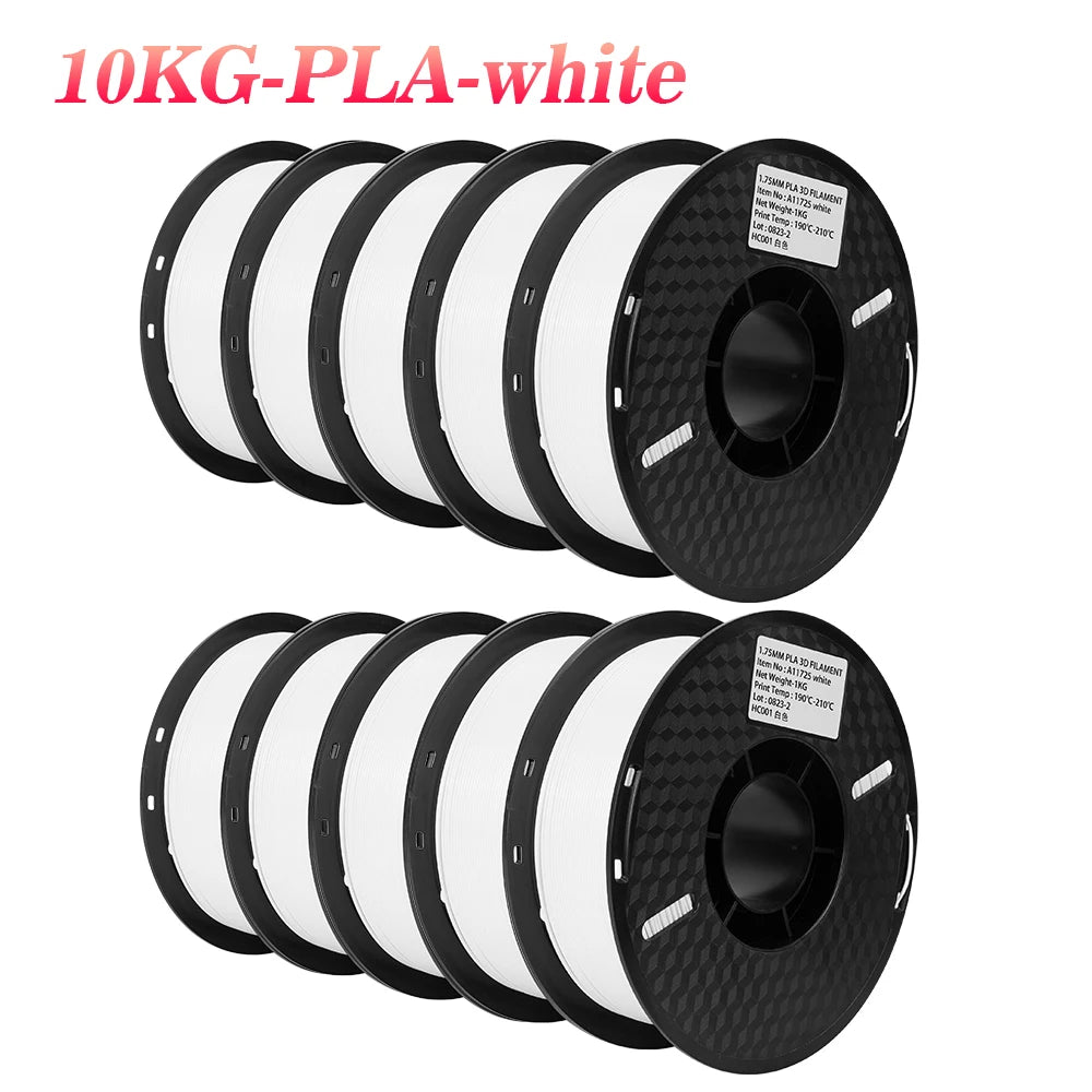 KINGROON 22LBS PETG or PLA Filament 3D Printer Filament 10 Rolls 1KG 1.75MM Eco-Friendly Good Toughness Mix Color Free Shipping
