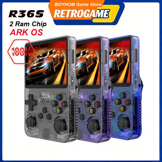 BOYHOM Original R36S Retro Handheld Video Game Console Linux System 3.5 Inch IPS Screen R35s Pro Portable Pocket Video Player 64GB Games 1G Ram
