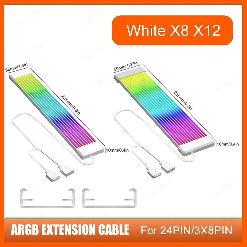 PC RGB Light Strip Suitable for PSU Cable PC RGB GPU Cable 5V 3Pin ARGB Sync PC Extension Cable for 6Pin 8Pin 12Pin 16Pin 24Pin