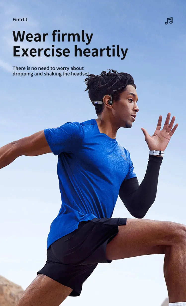 X7 Wireless Bluetooth Earphones, Sports-Style Air-Conducting LED Battery Display, Memory Card Insertion Support