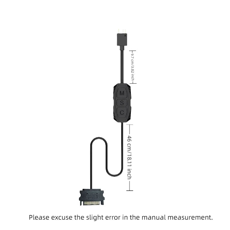 5V 3PIN ARGB Controller ARGB 5V 3PIN To SATA Interface Extension Cable RGB Sync Controller Cable for PC Fan Light Strip
