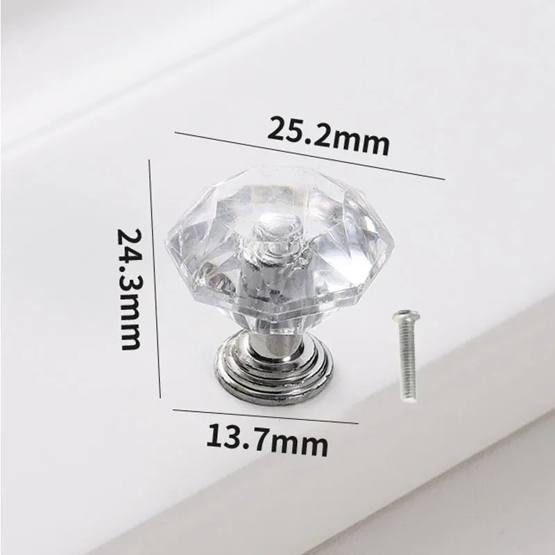 1pc Diamond Shape Design Colorful Crystal Glass Knobs Cupboard Drawer Pull Door Kitchen Cabinet Wardrobe Handles Hardware