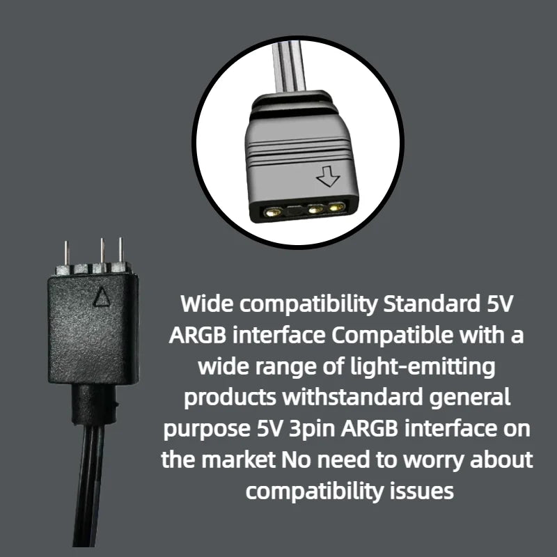 5V 3PIN ARGB Controller ARGB 5V 3PIN To SATA Interface Extension Cable RGB Sync Controller Cable for PC Fan Light Strip
