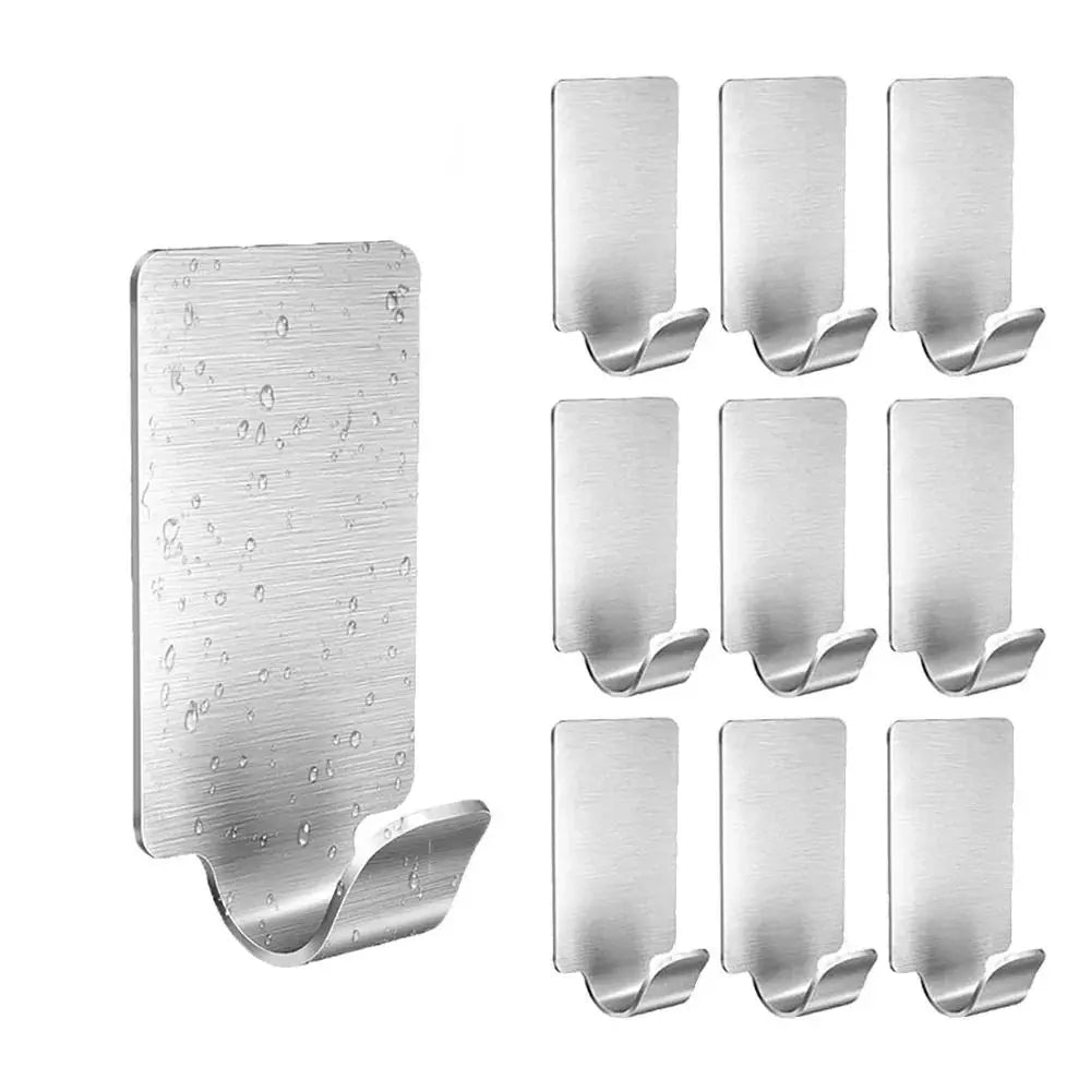 1/6PCS Kitchen Bathroom Wall Hanger Hook Small Stainless Steel Bathroom Organizer Multi-purpose Self Adhesive Towel Rack Hanger