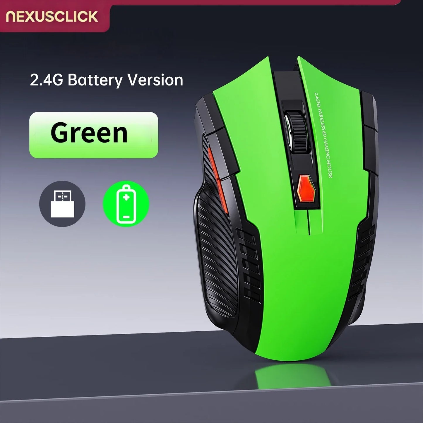 NEXUSCLICK Wireless Optoelectronic Mouse,1600DPI 6 Silent clicks New Game&Craft Gift Mice in Stock USB Receiver for Office Gamer