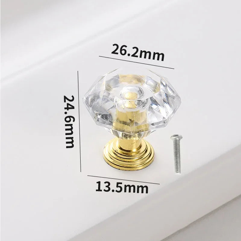 1pc Diamond Shape Design Colorful Crystal Glass Knobs Cupboard Drawer Pull Door Kitchen Cabinet Wardrobe Handles Hardware