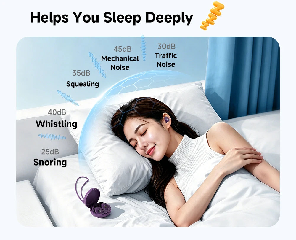 Essager Noise-canceling Sleep Earplugs 45-49dB Anti-Noise Hearing Protection Silicone Soft Earplug for Sleep Work Study Travel