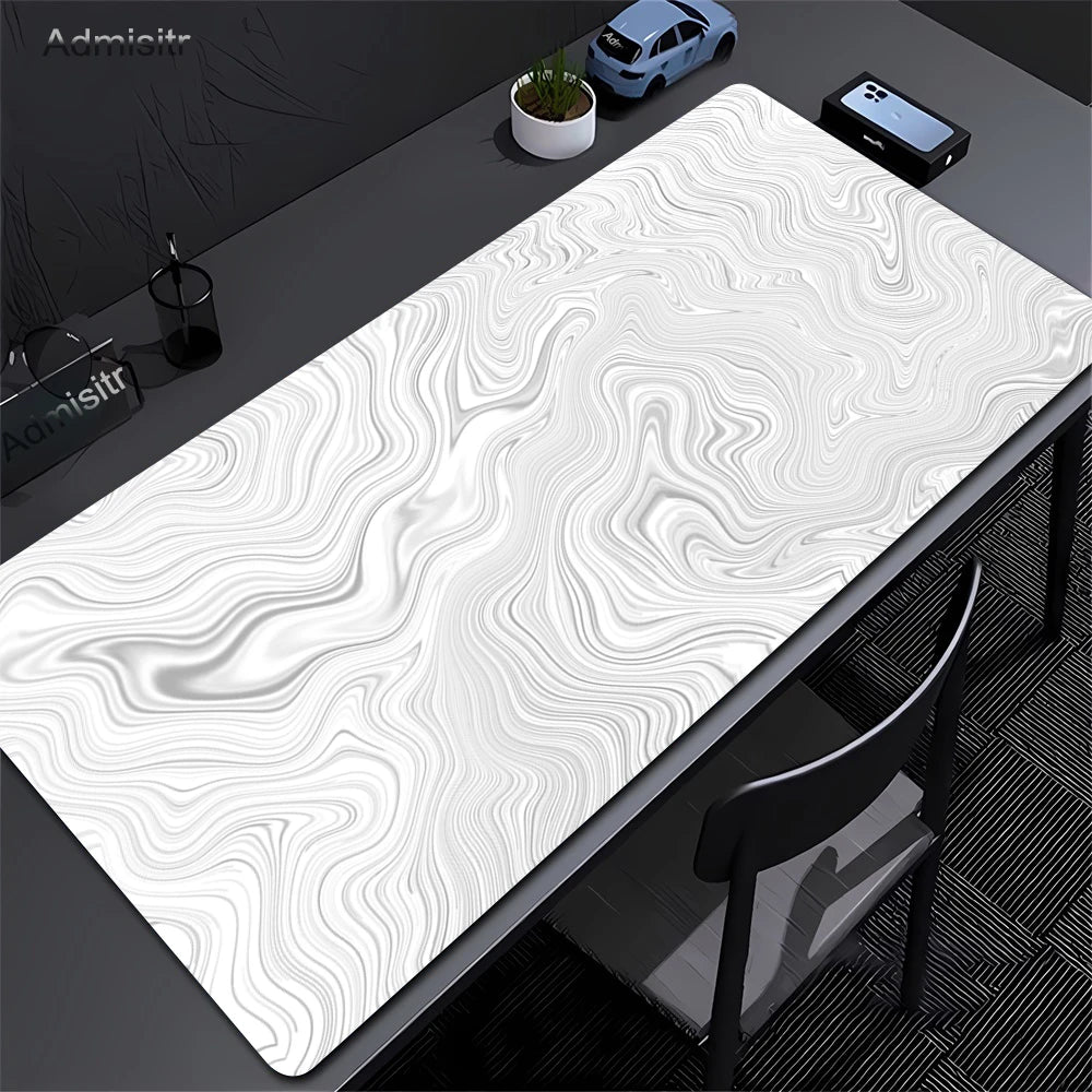 CIFBUY Large Gaming Mouse Pad Black White Strata Abstract Design Non-Slip Office Desk Mat Lock Stitched Edge for Computer Keyboa