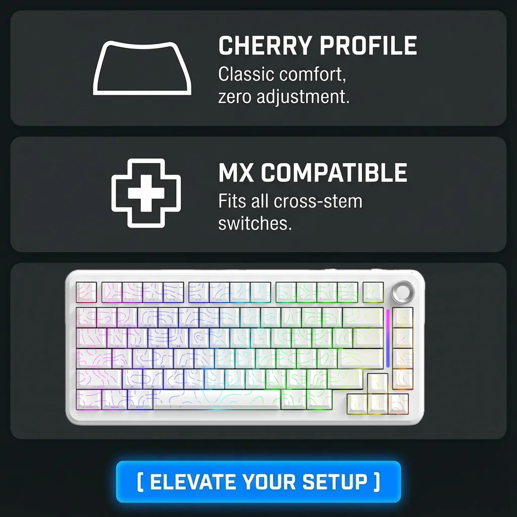 2025 Super Contour Side Glow PBT Keycaps - Original Factory Height, Compatible with 61/68/75/84/87 Keys Mechanical Gaming Keyboa